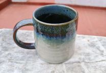 Caneca Cerâmica COMA Azul/Verde Efeito Artesanal