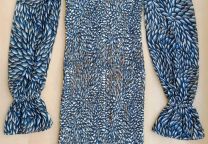 Vestido Ajustável Azul Estampado Tamanho S | Blue Smocked Printed Dress Size S